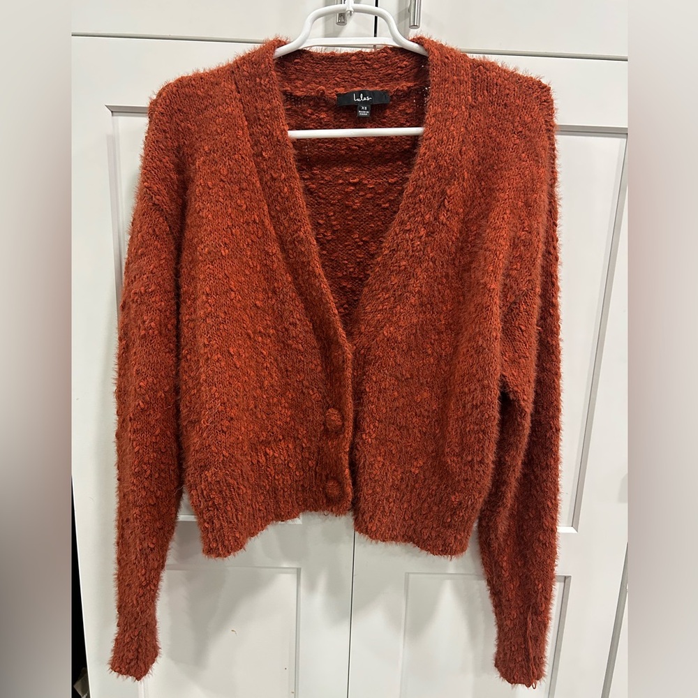 Lulu's Cozy Rust Cardigan
